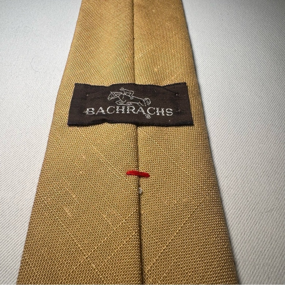 Bachrach Vintage Classic Gold Men's Tie polyester/linen blend retro, preppy - Picture 6 of 7